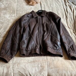 Vintage Leather Warehouse Brown Leather Jacket, size 44